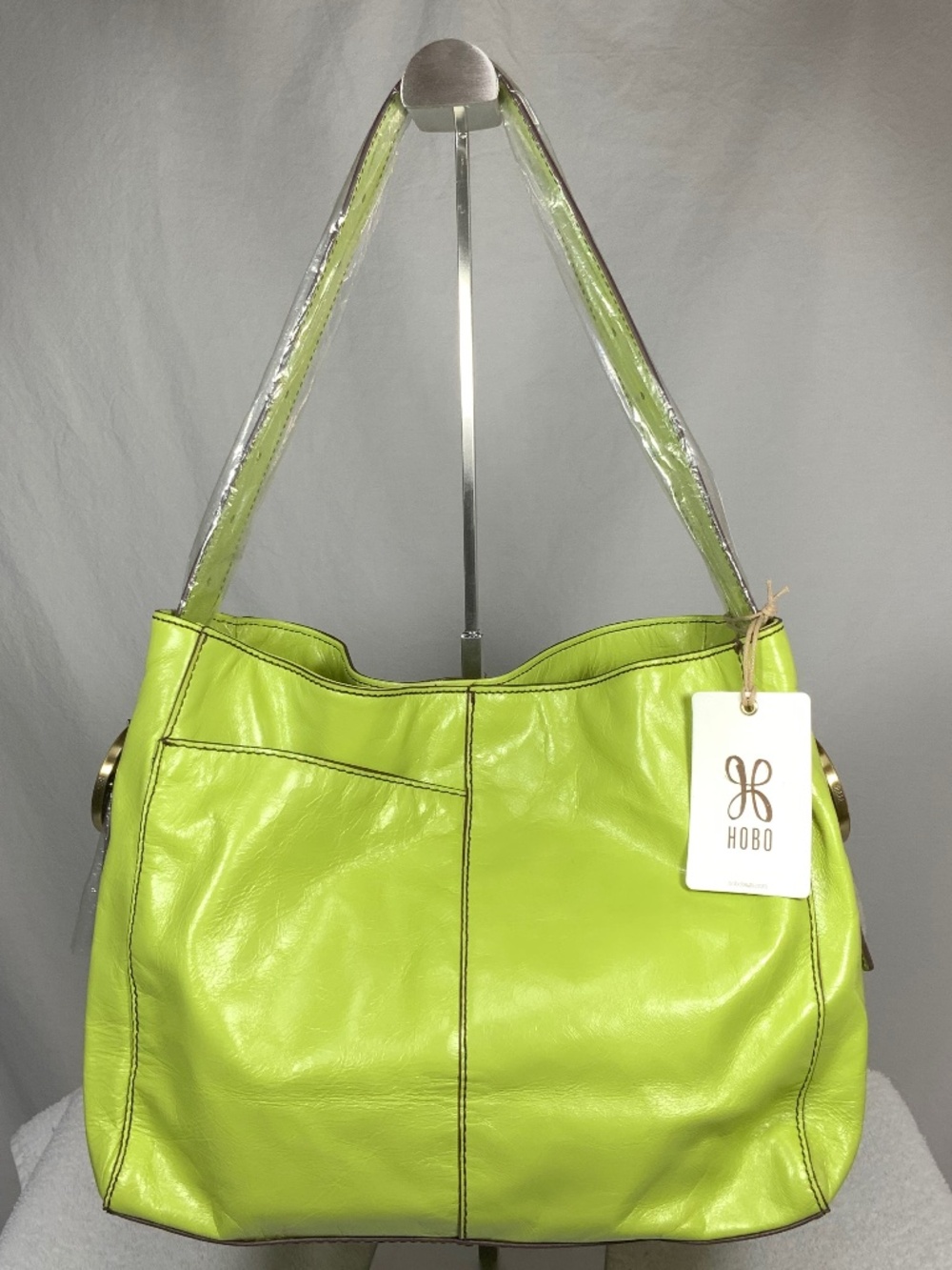 NWT - HOBO Render Polished Leather Green Shoulder Bag